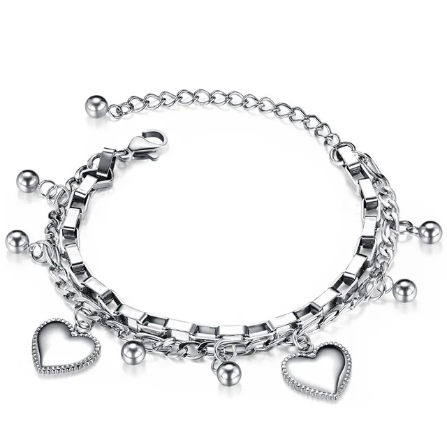 Stainless Steel Love Heart Bracelets For Women Party Gift Fashion Joyas de Chain Charm Bracelets Jewelry Wholesale Text Engraved 