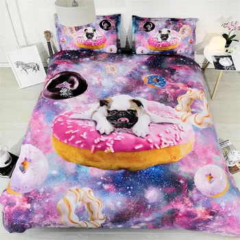 

3D Printing Dessert Dog Bedding Set Children's Bedclothes Soft Bed Cover Set US Twin EU Single Bed Duvet Cover Set for Adults