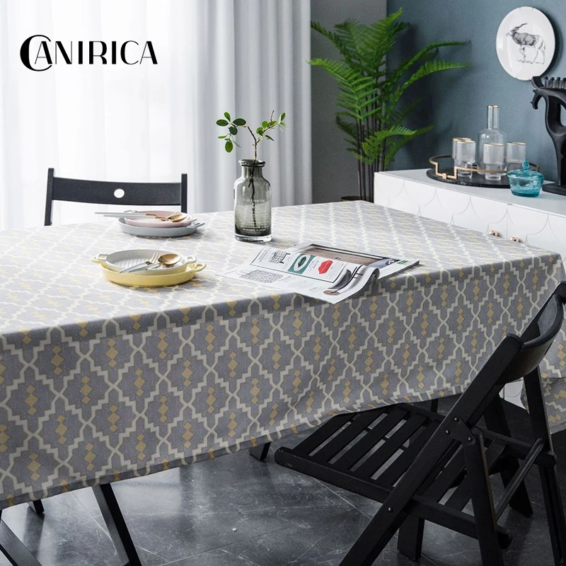  CANIRICA Table Cloth Waterproof For Kitchen Table Cover Rectangle Tablecloth Geometric Dining Table