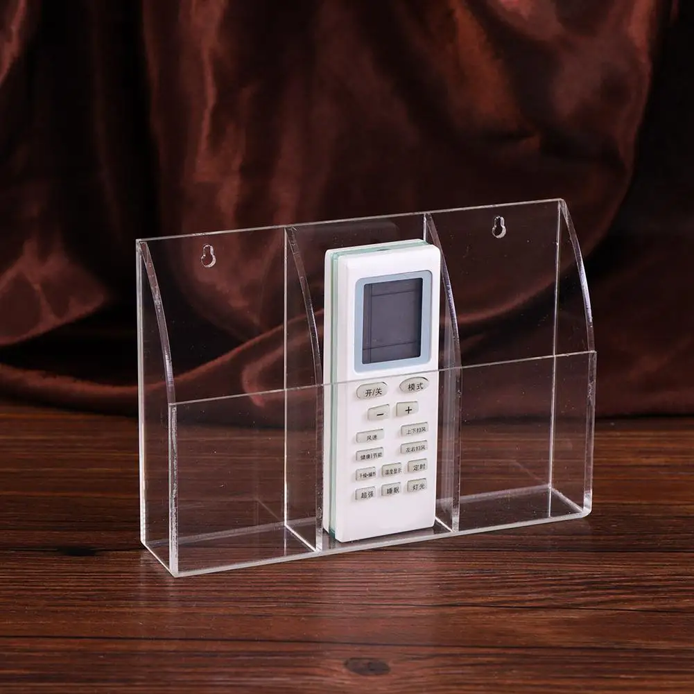 Case Acrylic Remote Control Holder Office Air Conditioner Makeup Brush Home Space Saving Transparent Wall Mounted Storage Box 4 3