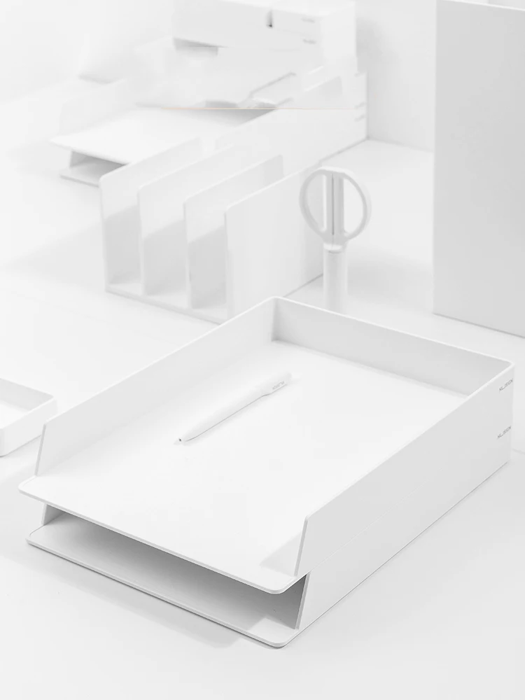 Nusign Desktop Organization A4 Double-layer Data File Box Office Storage Box Rack Tray Envelope Tray Holder Office Supplies