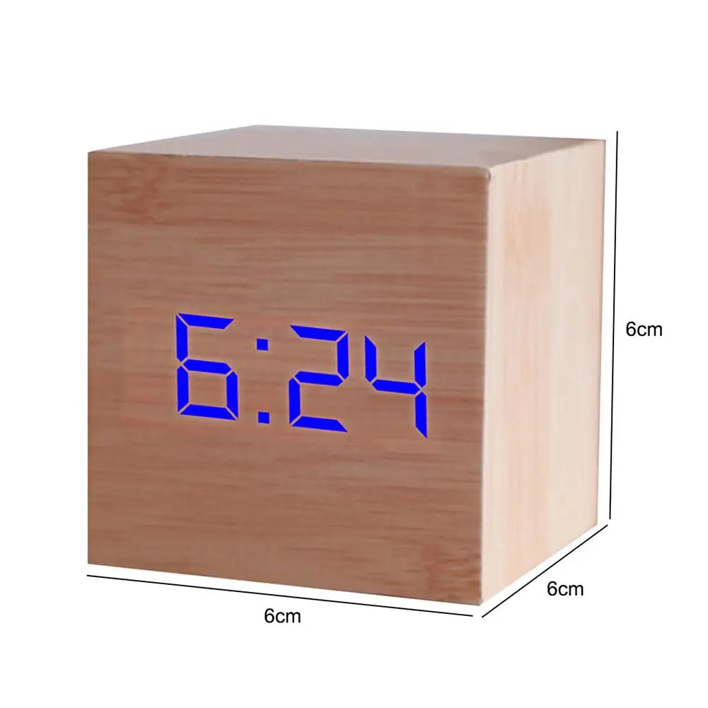 LED Wooden Alarm Clock Watch Table Voice Control Electronic Desktop USB/AAA Powered Clocks Table Decoration Desk Tools