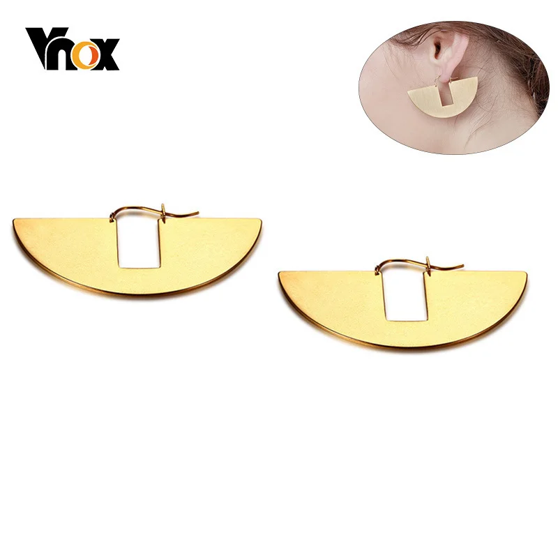 Vnox New Unique Geometric Earrings for Women Gold Tone Stainless Steel Fan-shaped Drop Earring Girl Party Gifts brinco | Украшения и