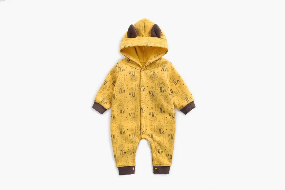 Baby Onesie Autumn And Winter Male Baby Clothes Fleece Animal Printed Crawling Clothes INS Lion Thick Romper Baby