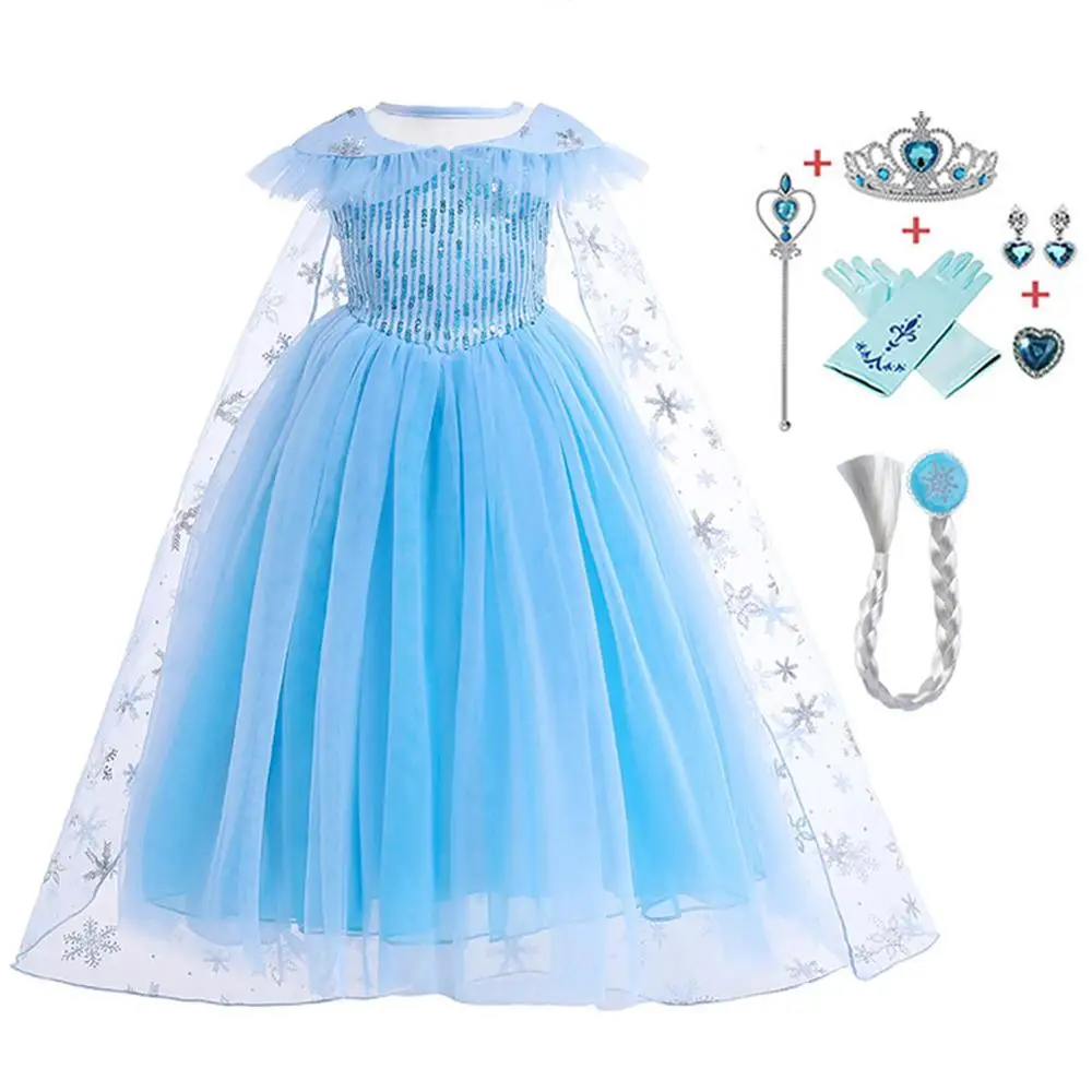 Платья Золушки, Анны, Эльзы для девочек; карнавальный костюм; детское платье для дня рождения; детское платье принцессы для девочек; рождественское платье