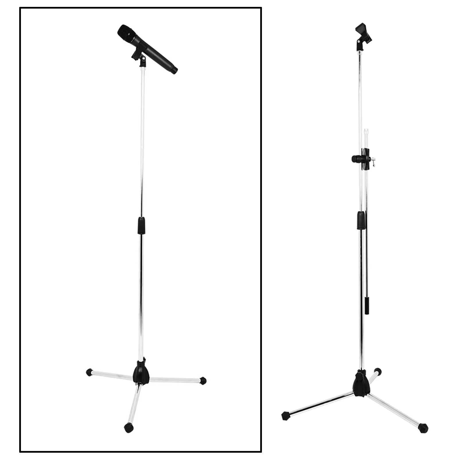 Professional Swing Boom Floor Stand Microphone Holder Ajustable Collapsible Mic Stand Stage Tripod Base With 2 Mic Clips Professional Swing Boom Floor Stand Microphone Holder Ajustable Collapsible Mic Stand Stage Tripod Base With 2 Mic Clips