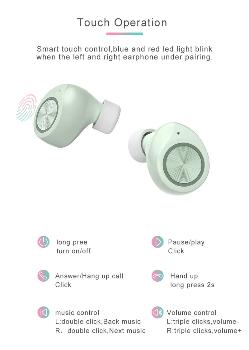 TWS TW60 розовые милые Bluetooth 5,0 светящиеся наушники бинауральные Беспроводные наушники с сенсорным управлением Hifi стерео наушники с шумоподавлением
