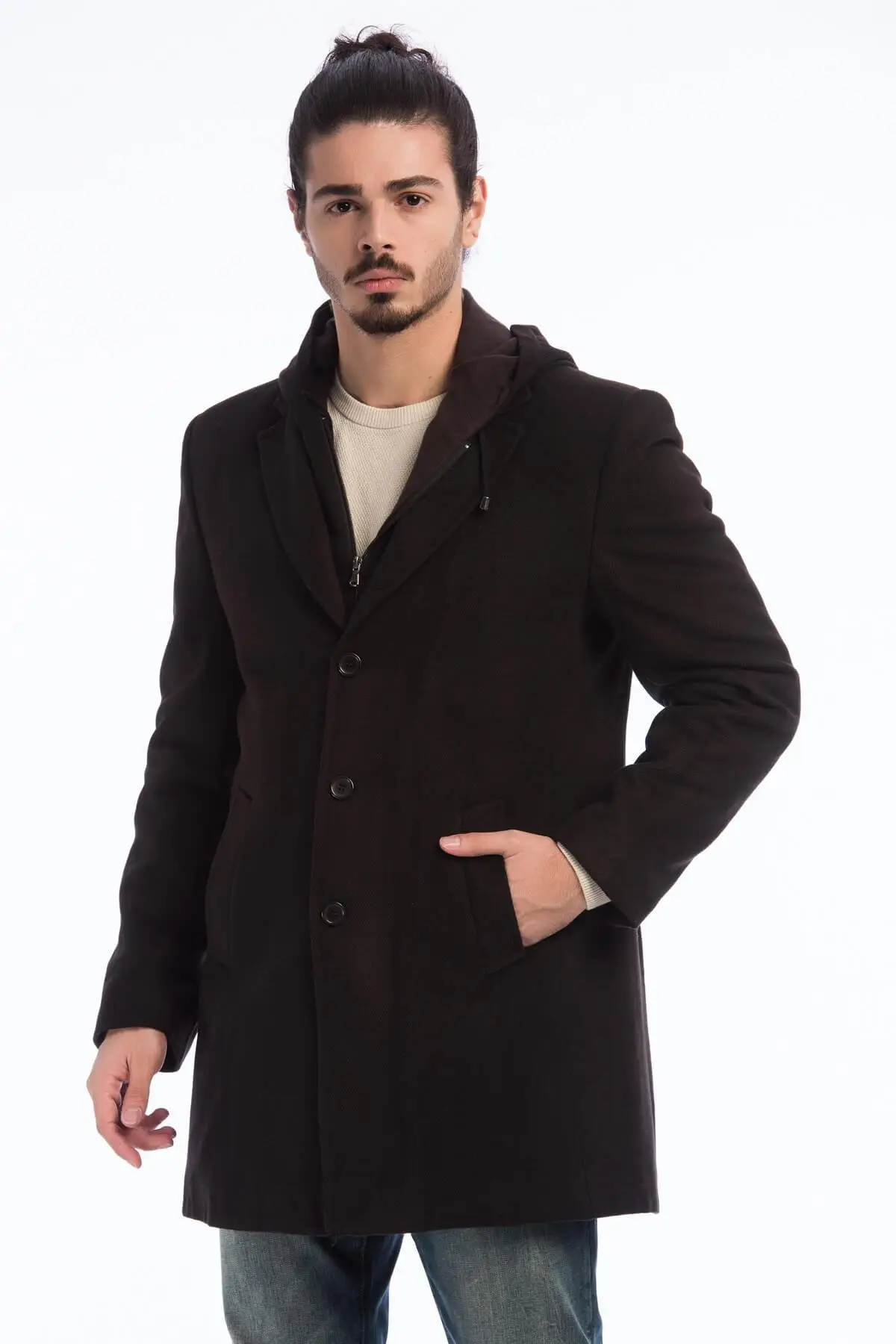 Dewberry Мужская диагональная кофейная Overcoat-10213Kpl3173