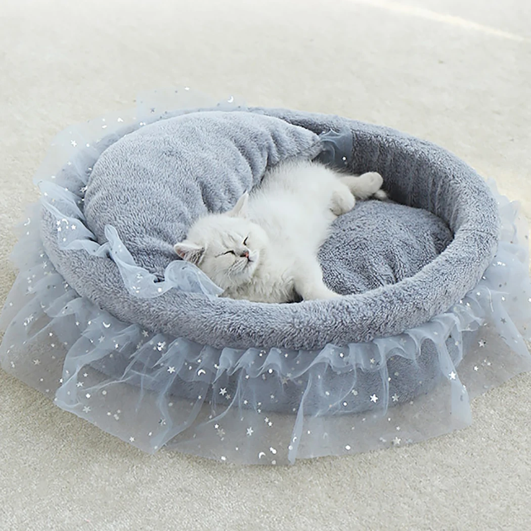 

Серая подушка для домашних животных, 1 шт., Съемная мягкая фланелевая кровать для кошек, нескользящая кровать, гнездо для домашних животных, пещера для маленьких домашних животных, товары для домашних животных премиум-класса