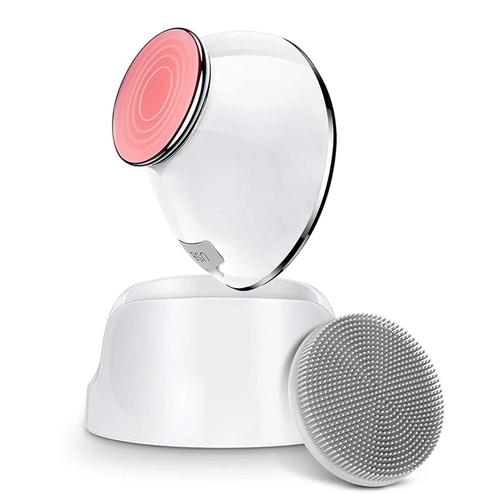 Electric Heating Facial Cleansing Brush 2 In 1 Heated Massager&sonic