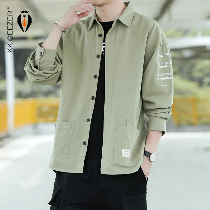 Men Shirt 2020 Long Sleeve Patchwork Loose Tooling Military Sweat Casual Street Cotton Tuxedo Formal Anti-wrinkle Dress Shirts |