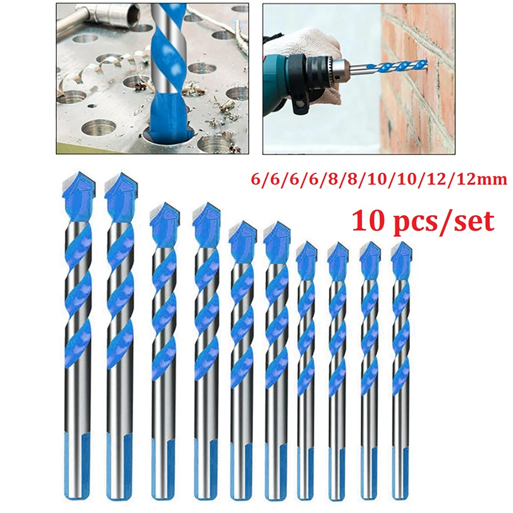 Набор сверл комплект из 10 твердосплавных насадок треугольной формы для
