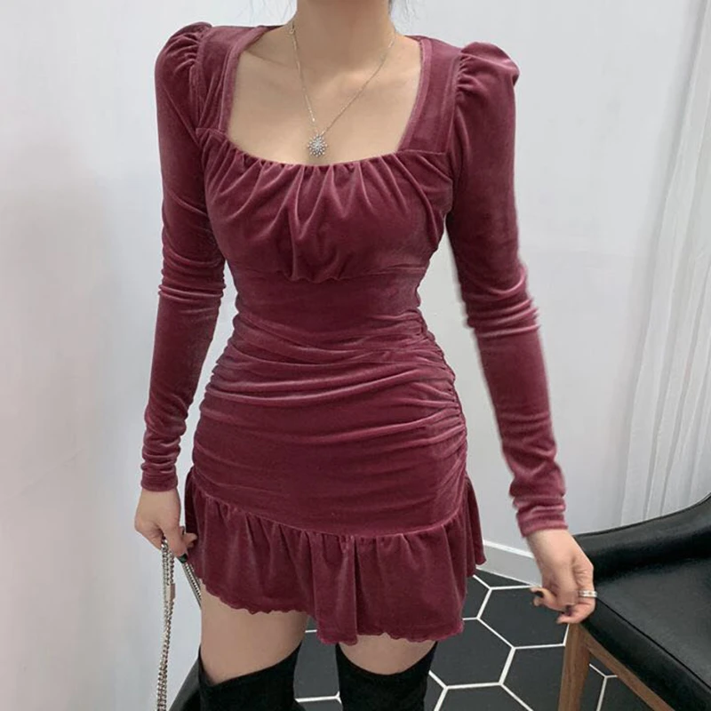 Cute velvet dresses Clearance