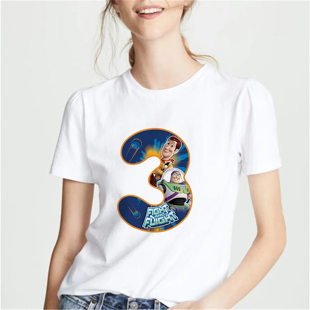 Camisetas con dibujo de Toy Story de Disney para mujer, playeras con número  blanco con estampado de Harajuku, Tops de algodón con cuello redondo,  playera Kawaii para mujer 2021, gran oferta|Camisetas| -