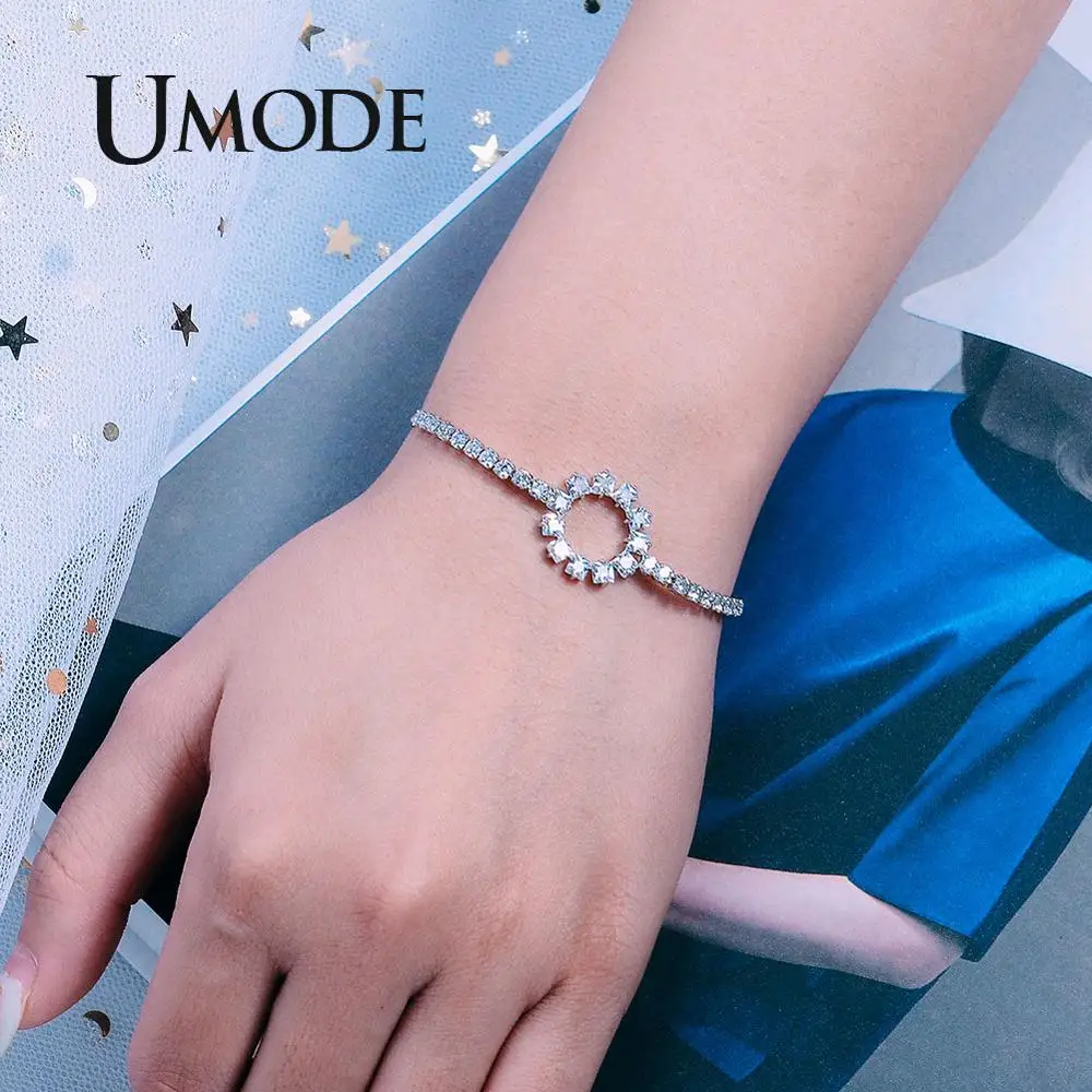 UMODE полые круглые браслеты, Модные CZ теннисные браслеты для женщин и девочек, браслеты с цветком из кристаллов, ювелирные аксессуары, Прямая поставка UB0187