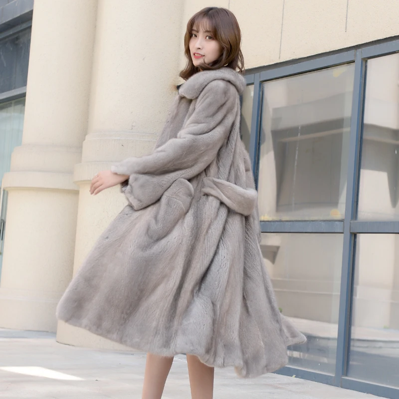 inverno новая полностью из норки шуба longa seque das mulheres Da Moda simples e generoso норковая шуба