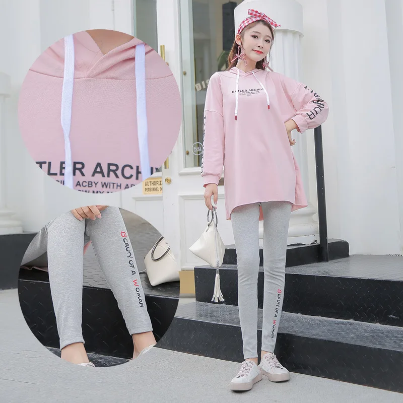 

2018 New Style Maternity Clothes Korean-style Loose And Plus-sized Hoodie Tops Maternity Pants Set