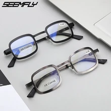 SEEMFLY анти голубой свет очки для чтения для женщин и мужчин металлические пресбиопические очки женские мужские очки при дальнозоркости квадратные очки