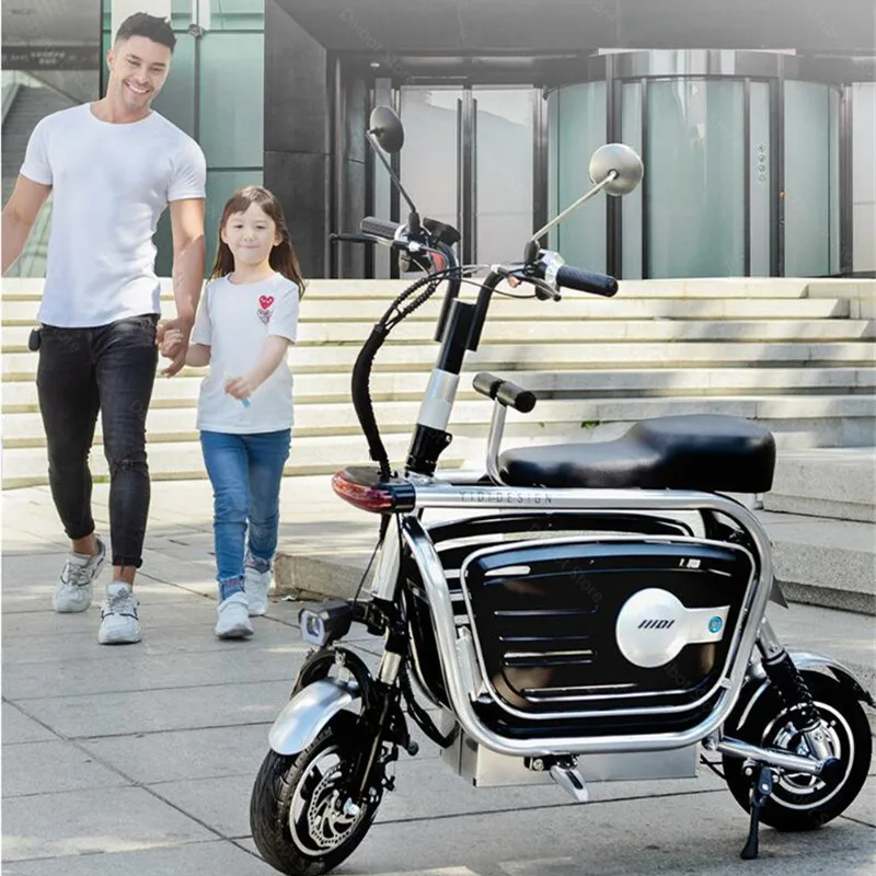 Electric Folding Bicycle Two Wheels Electric Bicycles Electric Scooter For GirlsLadies With SeatPet Basket 48V 80KM 40KMH  (17)