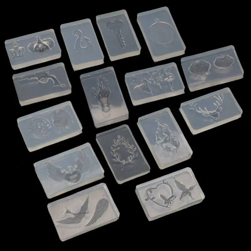 

Deer Lock Key Crown Coin Heart Bird Pendant Resin Silicone Molds Jewelry Tools