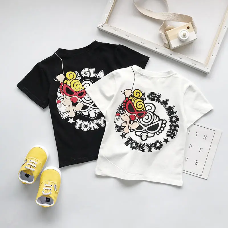 Модные осенние футболки с героями мультфильмов Детская футболка с короткими рукавами и надписью однотонная одежда высокого качества