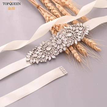 

TOPQUEEN Silver Indian Belts Western Rhinestone Belts Bridal Dress Belts Wedding Belt Designer Crystal wedding Prom Belt S446
