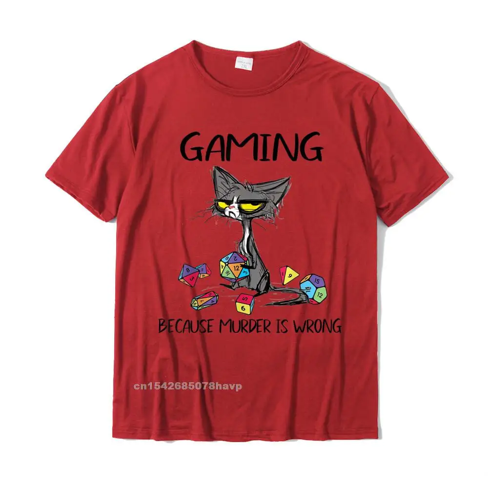 Simple Style Tshirts for Students Gift Autumn Tops & Tees Short Sleeve Funky Custom T Shirt O-Neck Pure Cotton Gaming Because Murder Is Wrong Funny Cats Lovers Gamer Tee T-Shirt__2469. red