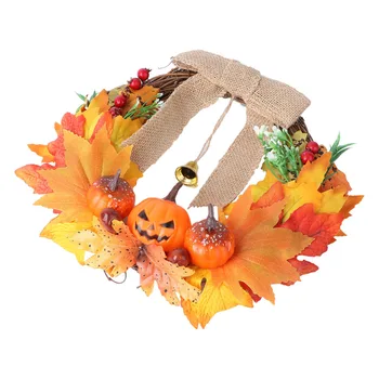 

1pc Pumpkin Wreath Pretty Exquisite Chic Charming Hanging Decor Wall Garland Ornament Hanging Garland for Indoor