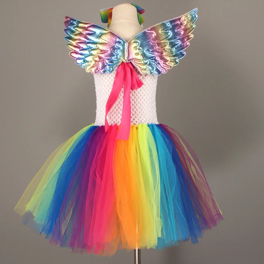Unicorn Princess Costume Girls Rainbow Tutu Dress Set with Wings and Socks for Kids Birthday Halloween Party Tulle Dress (15)