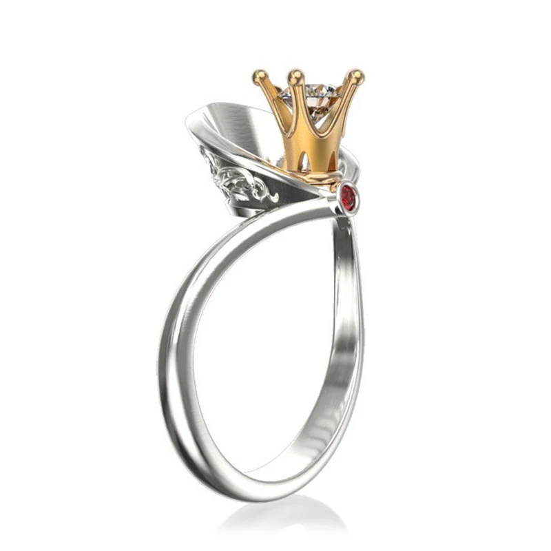 

Fashion Cute Crown Rings for Women Wedding Zircon Engagement Ring Emperor New Clothes Silver Color Romantic Party Gift Z3P181