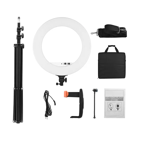 18" LED Video Ring Light Kit w/2m Light Stand/Mirror/Phone Holder/Bag 80W Dimmable 3200K-5800K Bi-color Video Studio Lighting - Цвет: No Mirror