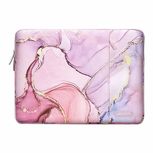 Laptop Bag Sleeve 13 14 15.6 inch Carrying Case For 2021 2020 Macbook Air Pro M1 Lenovo HP Dell Asus Acer Huawei Notebook Cover Ver Pink Ink Marble