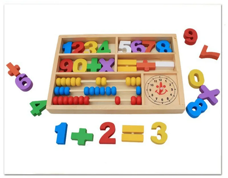 Math Toys Multifunction Abacus Clock Cognition Counting Wooden Montessori Mathematical Educational Parent-child Baby Children