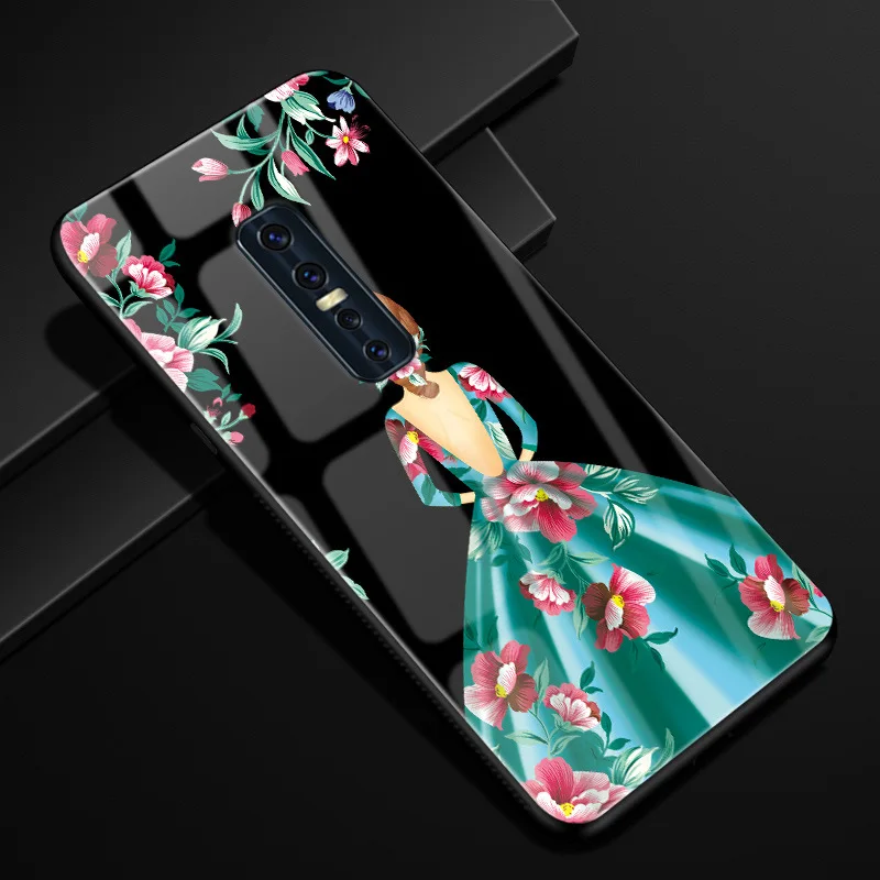 33 ДЛЯ Vivo V17 Pro Чехол PC Пластиковый стеклянный чехол для телефона черный ТПУ бампер чехол для Vivo V17 Pro 1909 V17Pro ЧЕХОЛ ДЛЯ Vivo V 17 Pro - Цвет: 33