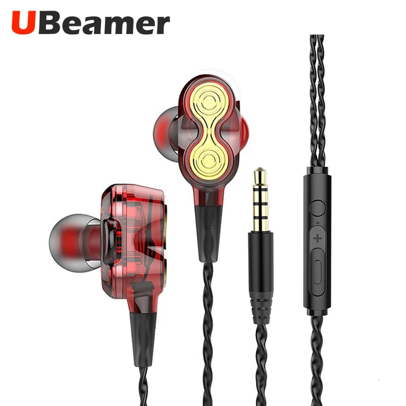 UBeamer EP-D5, новинка, наушники с двумя драйверами, Высокочастотный Низкочастотный динамик, Steoreo звук, наушники-вкладыши с микрофоном для ПК, телефона, спортивные наушники