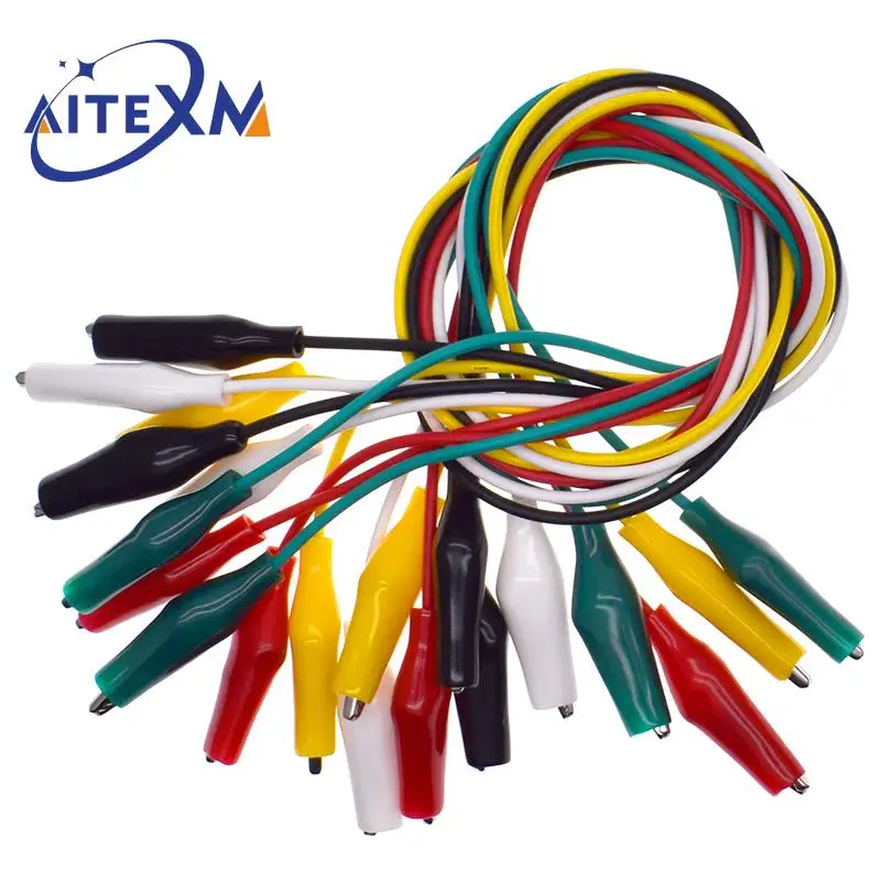 10 Cavetti Con Clip A Coccodrillo Per Test Elettrici, Lunghezza 40 Cm, Made In China