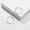 Gold Silver Color Hammered Surface Oval Round Big Hoop Earring Copper Brass Statement Earrings for Women 1