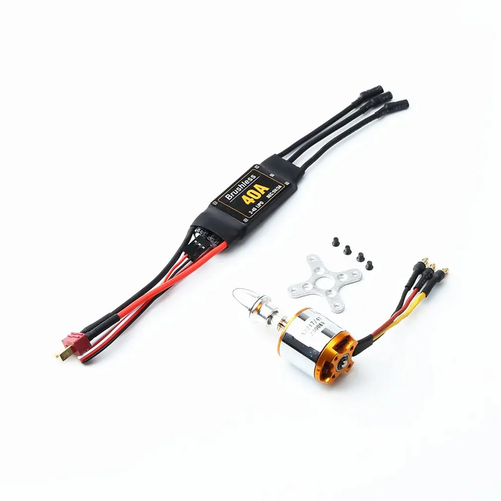 

A2217 2300KV Brushless Motor 40A ESC With T plug and 3.5mm Banana Connectors for RC Fixed Wing Plane Helicopter