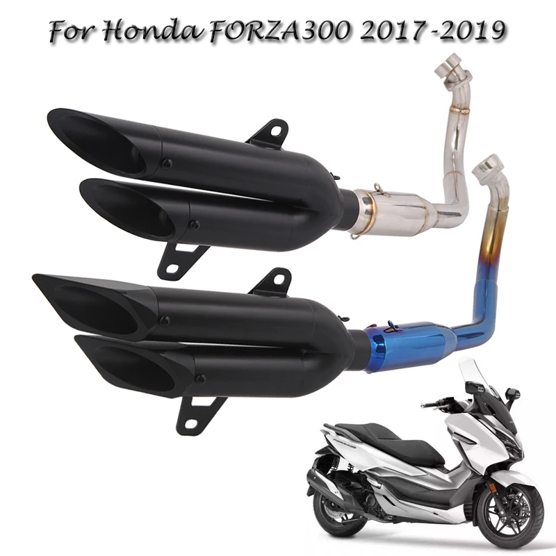For Honda FORZA 300 2017 2018 2019 Black Exhaust Muffler Vent Tube Front Elbow Link Connect Pipe Motorcycle System