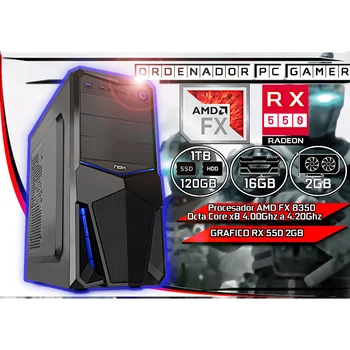 

Gaming computer job Office AMD New FX 8350 X8 4.20Ghz 16 hard GB Ram 120 hard GB SSD + 1TB HDD graphic art Radeon RX 550 2 hard GB + WIN 10