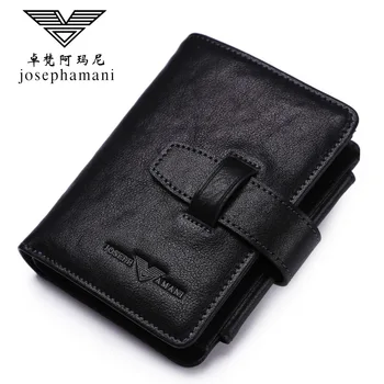 

genuine leather wallet men wallet high-end JOSEPHAMANI brand Head layer cowhide new portfel Three fold wallet
