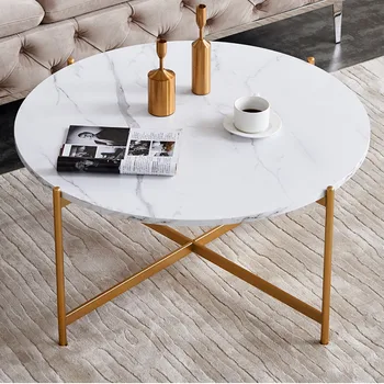 

Modern Living Room Furnitures Nodic Coffee Table Side Table Living Room Table Black Color Frame With Marble Top Home Table