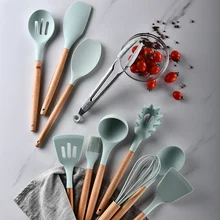 Кухонная посуда кухонная утварь с деревянной ручкой силикагель кухонная утварь 11 комплектов антипригарная кухонная лопатка кухонная посуда 11 комплектов