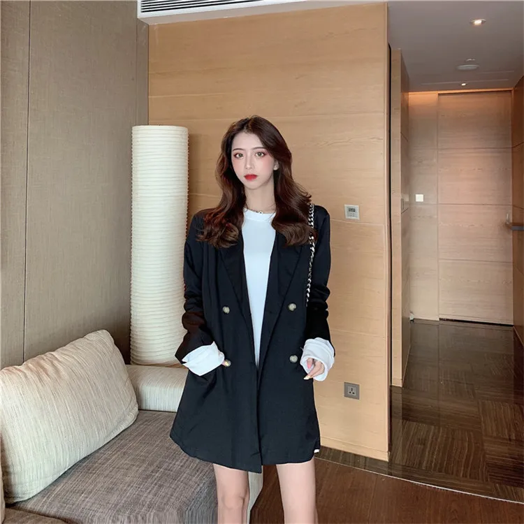 Одежда для работы свободные женские блейзеры и куртки двубортная офисная одежда Повседневный Блейзер Корейская версия женская одежда