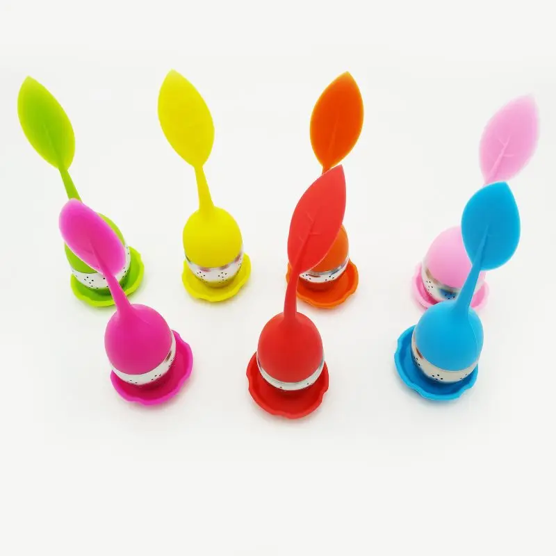 6-Colors-Silicone-Tea-Infuser-Reusable-Tea-Strainer-Sweet-Leaf-with-Drop-Tray-Novelty-Tea-Ball (3)