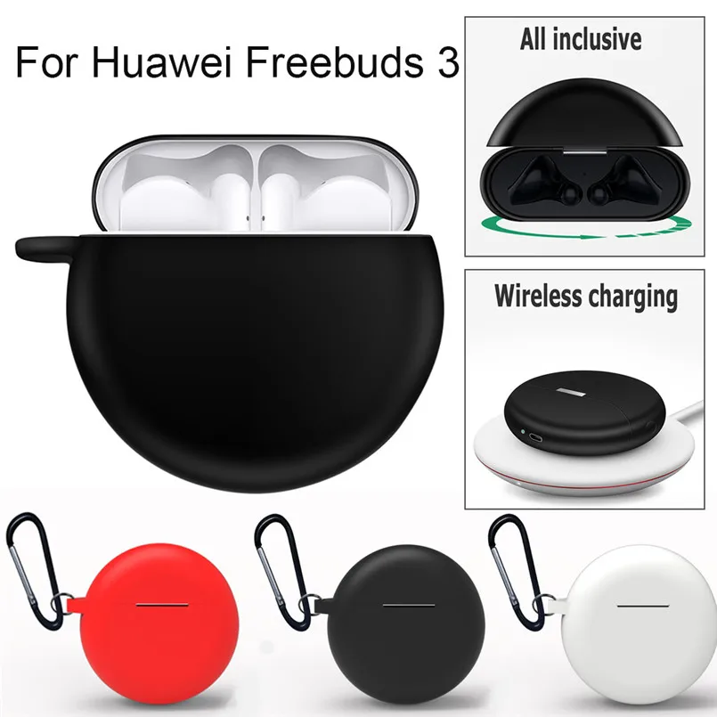 Silicone Case For Huawei Freebuds 3 2019 Wireless Charging Case Silicone Protective Skin Cover with Ring Holder 40NOV2114