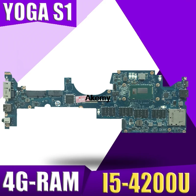 ZIPS1 LA-A341P материнская плата для ноутбука lenovo ThinkPad YOGA S1 оригинальная материнская плата 4G-RAM I5-4200U