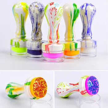 2017 New Design 2.8cm Jelly Silicone Candy Color Nail Art Stamper Silicone Head Flower Handle Stamping Scrapers Tools Set