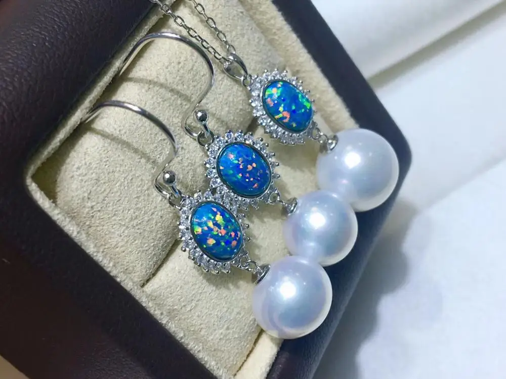 

925 Sterling Silver Pendant and Earrings Set Base Mountings Findings Beautiful Jewelry Set Parts Fittings for Pearls Beads