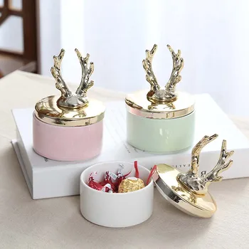 

bei europfine Gold Antlers Ceramic Jewelry Creative High-End Wedding Candy Box Wedding Birthday Return with Hand